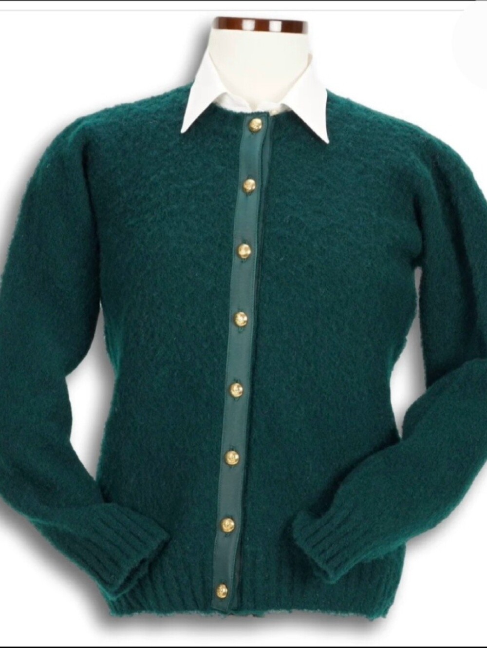 VTG Archie Brown & Son Braemar Scottish Shetland Wool Cardigan Forest Green